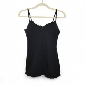 Vintage y2k L.e.i Tank Top Cami Lettuce Hem Padded Shirt Black Summer Going Out